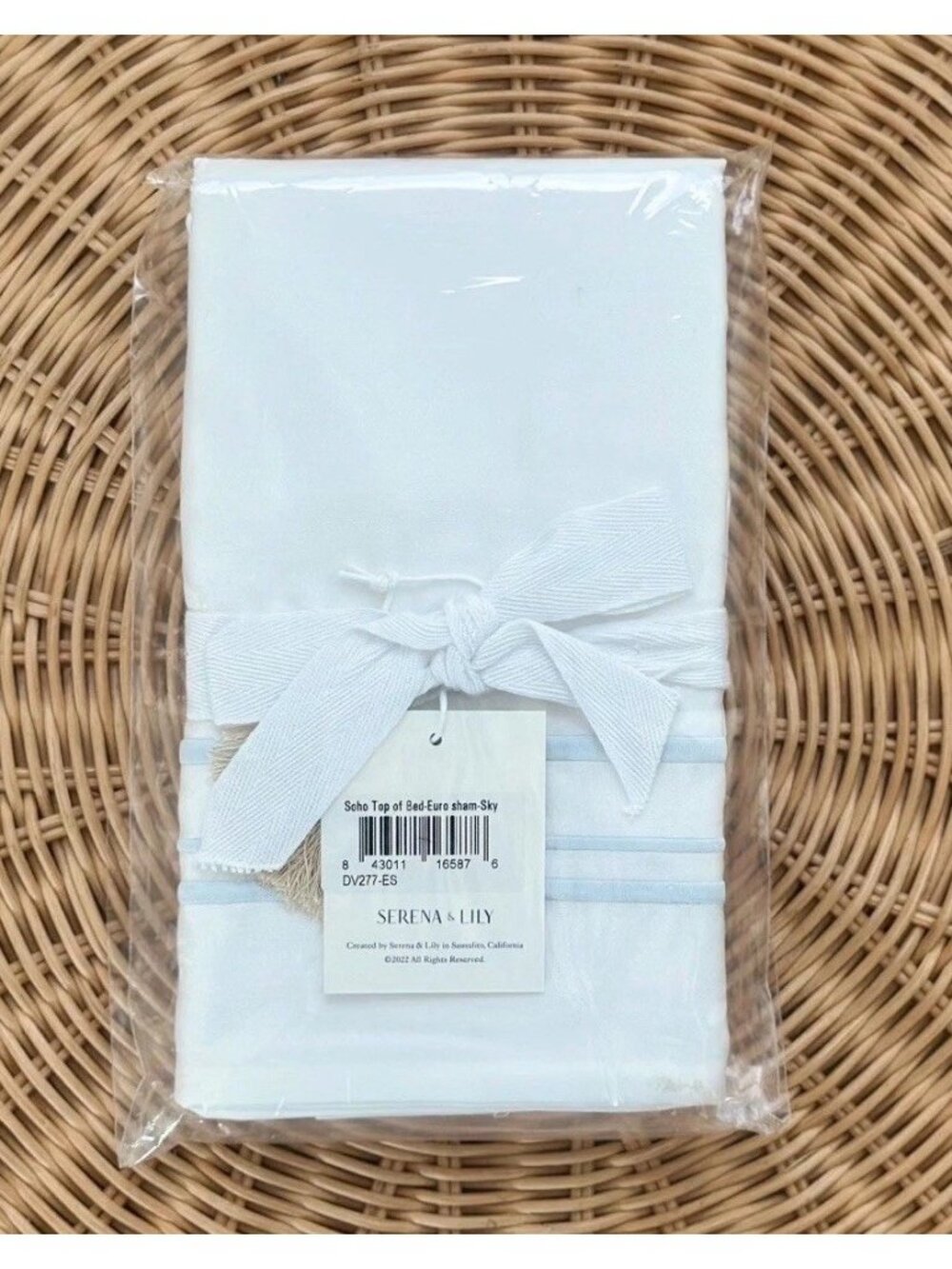 NEW Serena & Lily Soho Sateen Euro Pillow Sham-Sky Blue